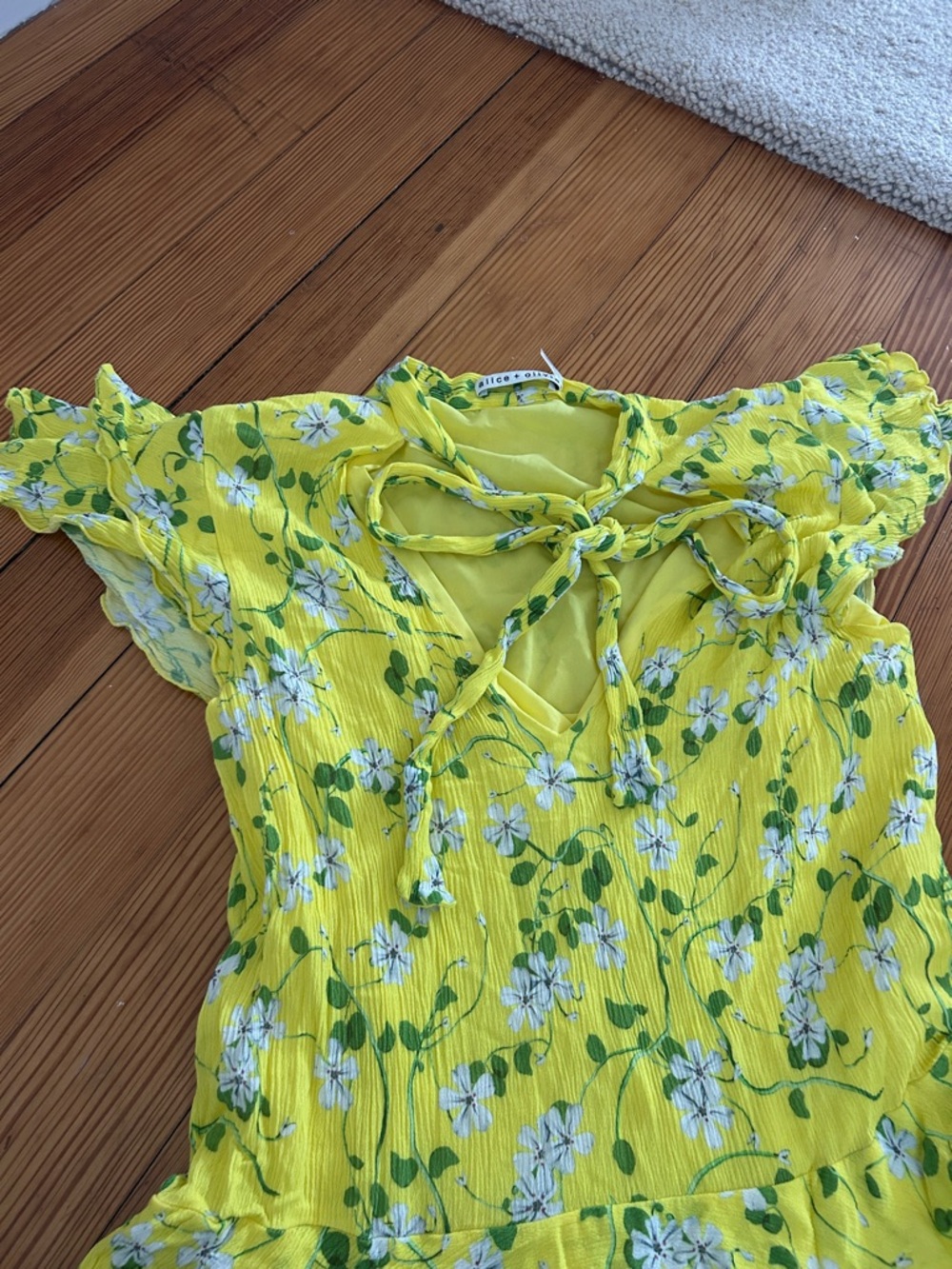 Alice and Olivia Yellow Floral Ruffled Dress - Picture 2 of 3